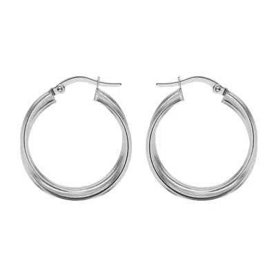 Posh Totty Designs Women's Sterling Silver Large Interlinking Hoop Creole Earrings In Metallic