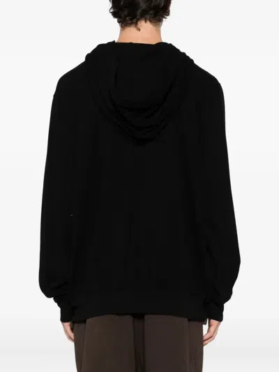 Rick Owens Drkshdw Drawstring Hood Sweatshirt Ribbed Cuffs In Black