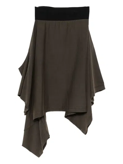 Alainpaul Asymmetric Hem A-line Skirt In Brown