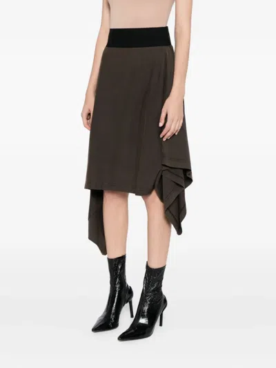 Alainpaul Asymmetric Hem A-line Skirt In Brown