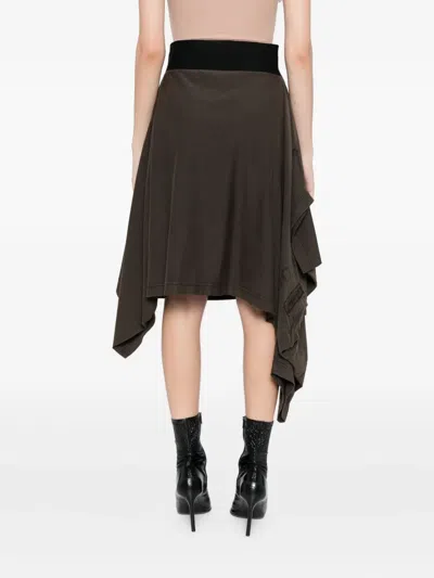 Alainpaul Asymmetric Hem A-line Skirt In Brown