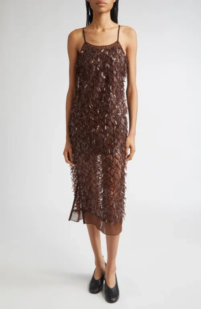 3.1 Phillip Lim Sequin Fringe Slip Dress In Brown