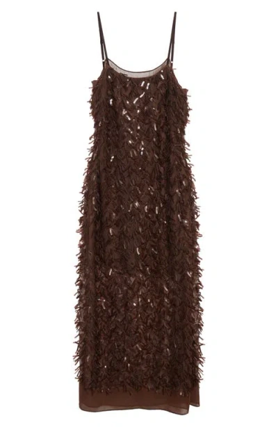 3.1 Phillip Lim Sequin Fringe Slip Dress In Brown