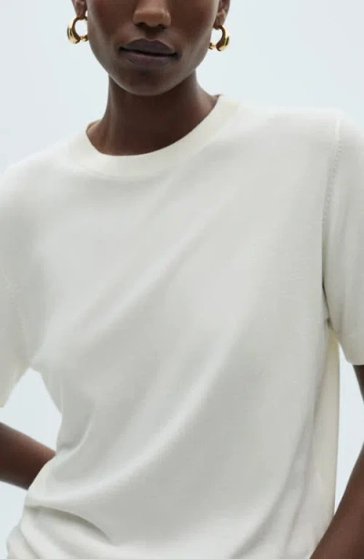 Mango Short Sleeve Sweater In White