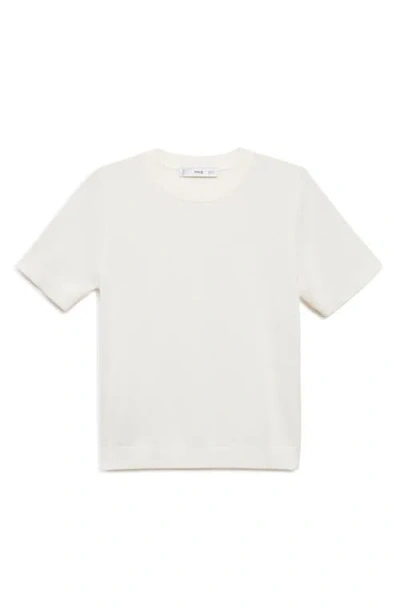 Mango Short Sleeve Sweater In White