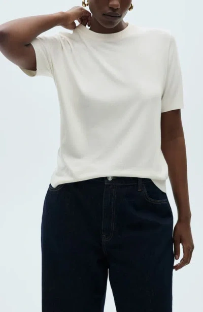 Mango Short Sleeve Sweater In White