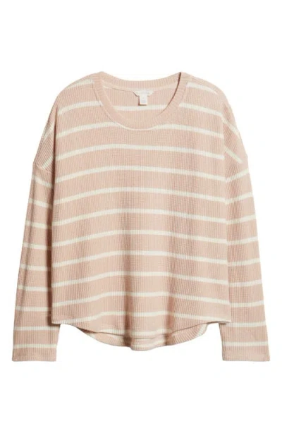 Caslonr Caslon(r) Long Sleeve Waffle Knit T-shirt In Pink