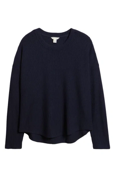 Caslonr Caslon(r) Long Sleeve Waffle Knit T-shirt In Black