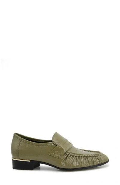 Kenneth Cole Reece Crinkle Patent Penny Loafer In Green