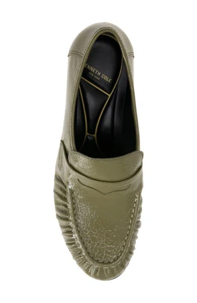 Kenneth Cole Reece Crinkle Patent Penny Loafer In Green
