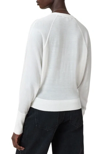 Allsaints Honor V Merino Wool Cardigan In White