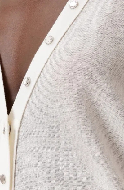 Allsaints Honor V Merino Wool Cardigan In White