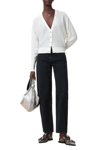 Allsaints Honor V Merino Wool Cardigan In White