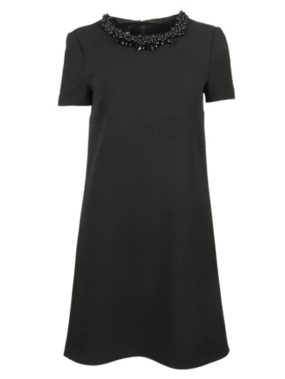 Shop Boutique Moschino Embellished Wool Dress In Black