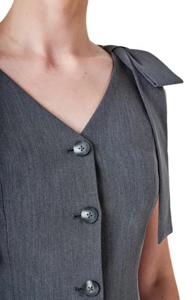 Endless Rose Bow Tie Strap Crop Vest In Gray