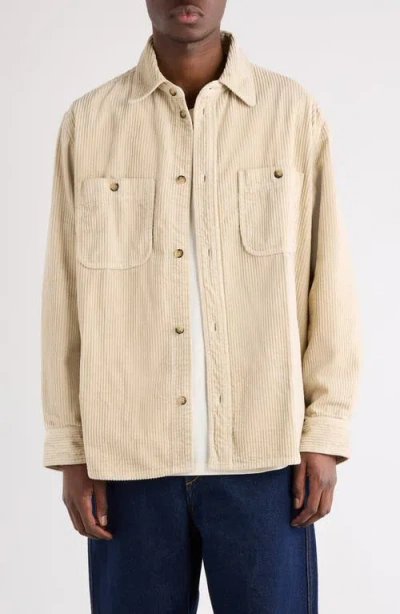 Isabel Marant Nario Cotton Corduroy Button-up Overshirt In Neutral