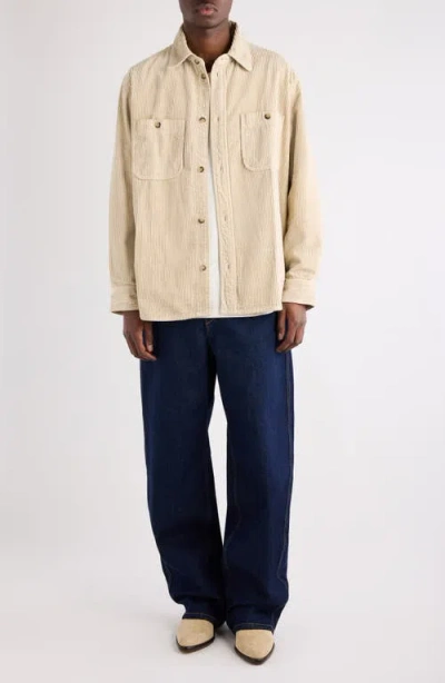 Isabel Marant Nario Cotton Corduroy Button-up Overshirt In Neutral