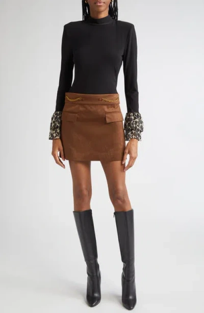 Ramy Brook Martha Faux Suede Mini Skirt In Coffee In Brown