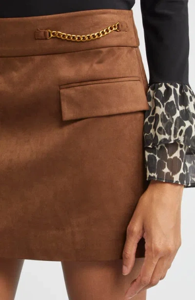 Ramy Brook Martha Faux Suede Mini Skirt In Coffee In Brown