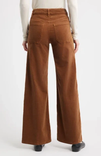 Frame Le Slim Palazzo Modernist Pocket Cotton-blend Corduroy High-rise Wide-leg Pants In Brown