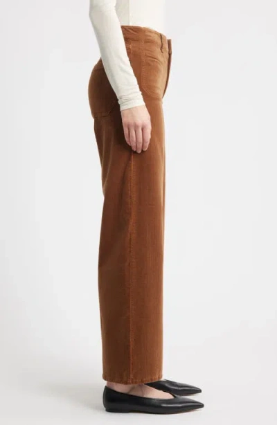 Frame Le Slim Palazzo Modernist Pocket Cotton-blend Corduroy High-rise Wide-leg Pants In Brown