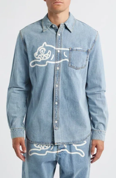 Icecream Parado Logo Graphic Denim Button-up Shirt In Blue