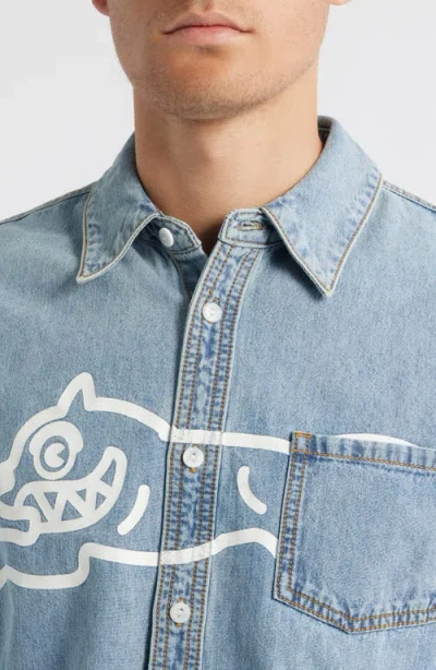Icecream Parado Logo Graphic Denim Button-up Shirt In Blue