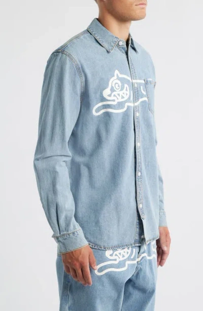 Icecream Parado Logo Graphic Denim Button-up Shirt In Blue