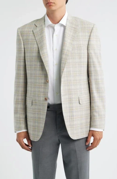 Canali Siena Regular Fit Tan Plaid Wool Blend Sport Coat In Multi