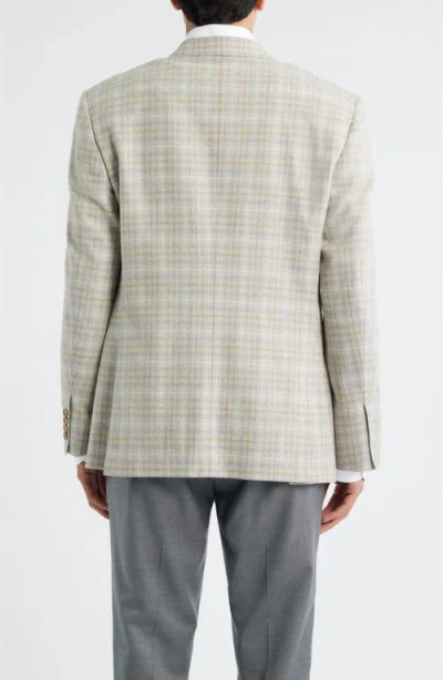 Canali Siena Regular Fit Tan Plaid Wool Blend Sport Coat In Multi