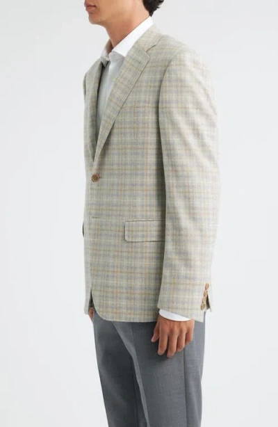 Canali Siena Regular Fit Tan Plaid Wool Blend Sport Coat In Multi