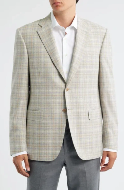 Canali Siena Regular Fit Tan Plaid Wool Blend Sport Coat In Multi