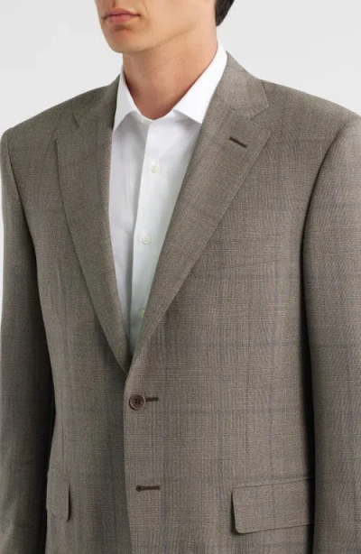 Canali Siena Regular Fit Brown Glen Plaid Impeccabile Wool Suit In Gray