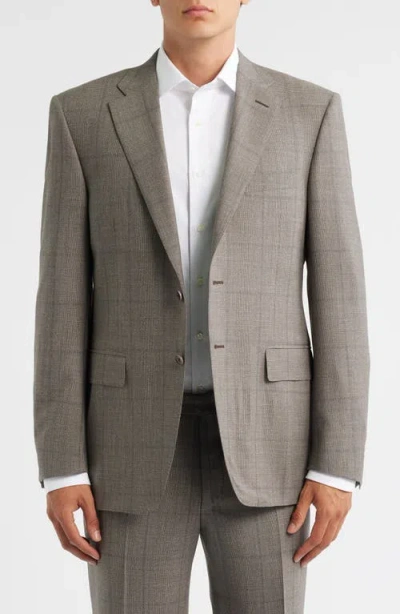 Canali Siena Regular Fit Brown Glen Plaid Impeccabile Wool Suit In Gray