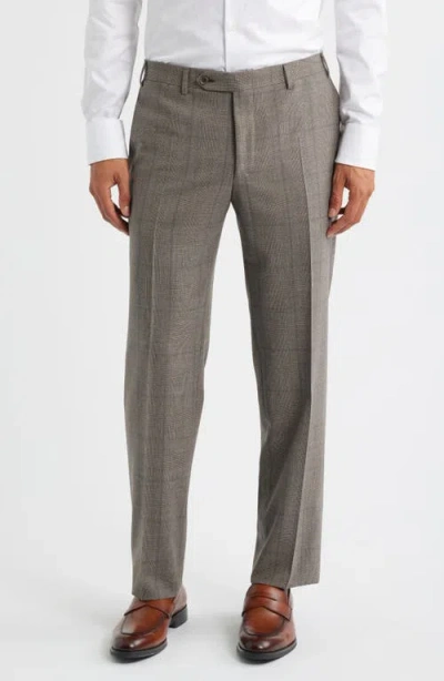 Canali Siena Regular Fit Brown Glen Plaid Impeccabile Wool Suit In Gray