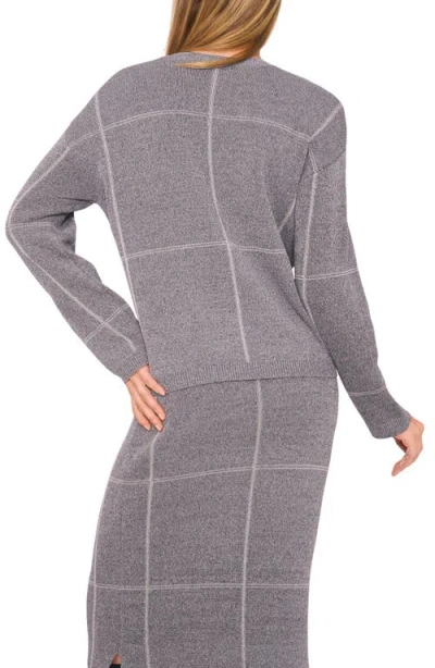 Halogenr Halogen(r) Grid Check Crewneck Sweater In Gray