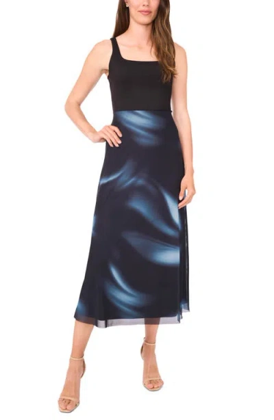 Halogenr Halogen(r) Blur Print Mesh Maxi Skirt In Blue