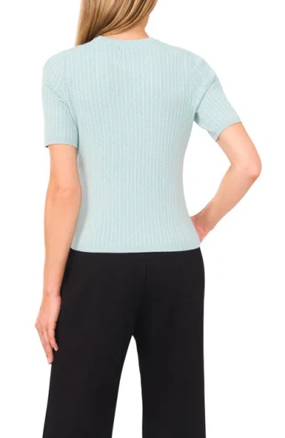 Halogenr Halogen(r) Pointelle Stitch Short Sleeve Sweater In Blue