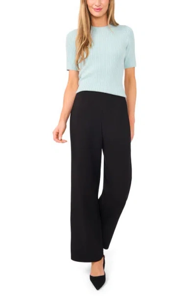 Halogenr Halogen(r) Pointelle Stitch Short Sleeve Sweater In Blue