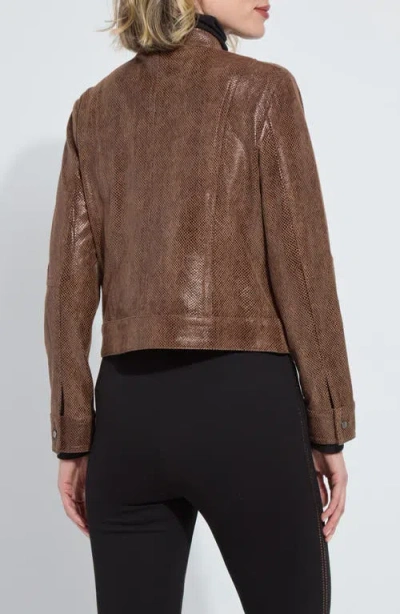 Lyssé Lysse Snake Embossed Faux Suede Jacket In Brown