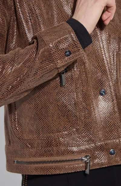Lyssé Lysse Snake Embossed Faux Suede Jacket In Brown