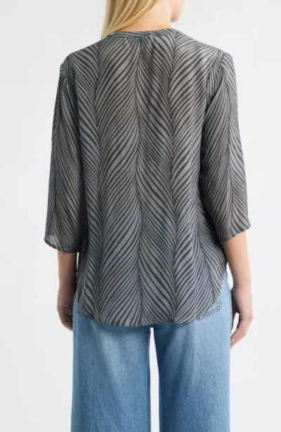 Apny Abstract Print Button-up Shirt In Gray