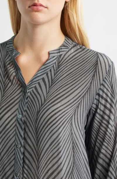 Apny Abstract Print Button-up Shirt In Gray