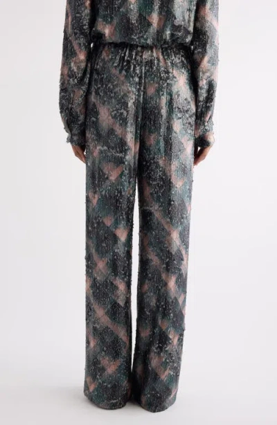 Dries Van Noten Waistband Pants Wide Leg Textured Fabric In Gray