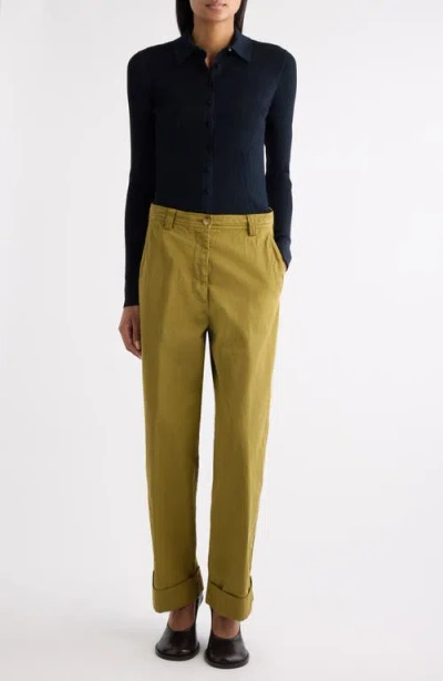 Dries Van Noten Pakora Cotton Gabardine Pants In Green