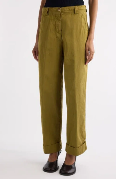 Dries Van Noten Pakora Cotton Gabardine Pants In Green