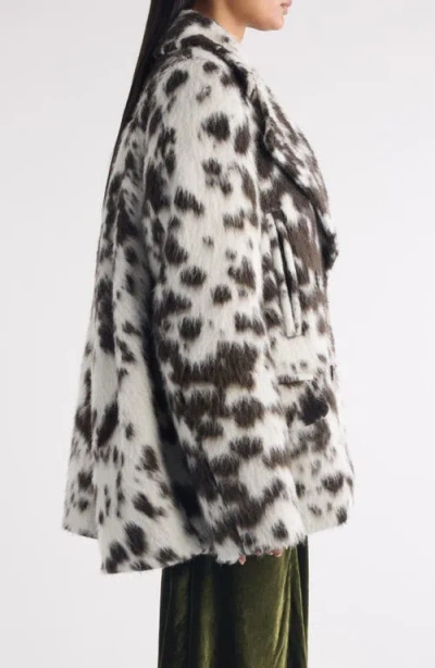 Dries Van Noten Cowhide-pattern Double-breasted Jacket In Brown