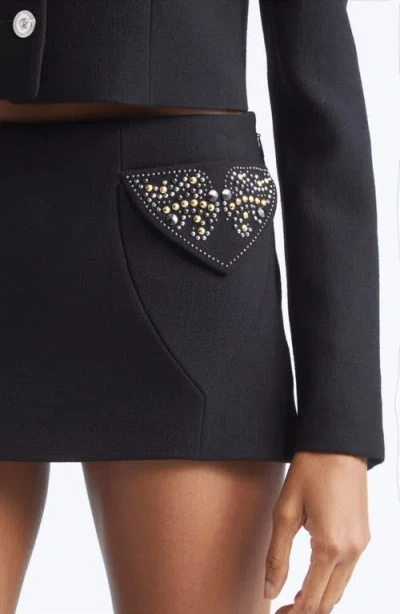 Versace Embellished-pocket Mini Skirt In Brown