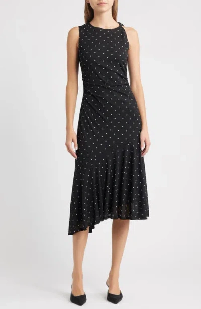 Rails Daija Polka Dot Sleeveless Asymmetric Midi Dress In Black