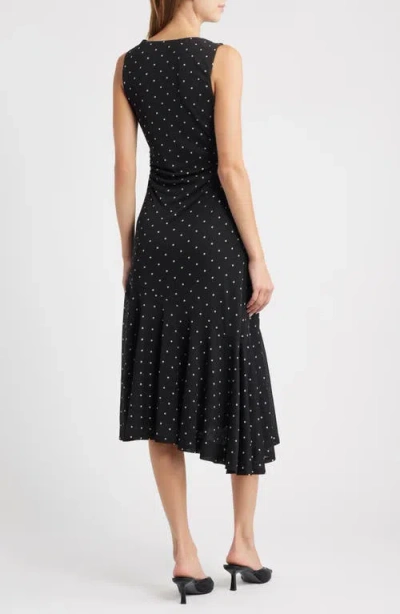 Rails Daija Polka Dot Sleeveless Asymmetric Midi Dress In Black